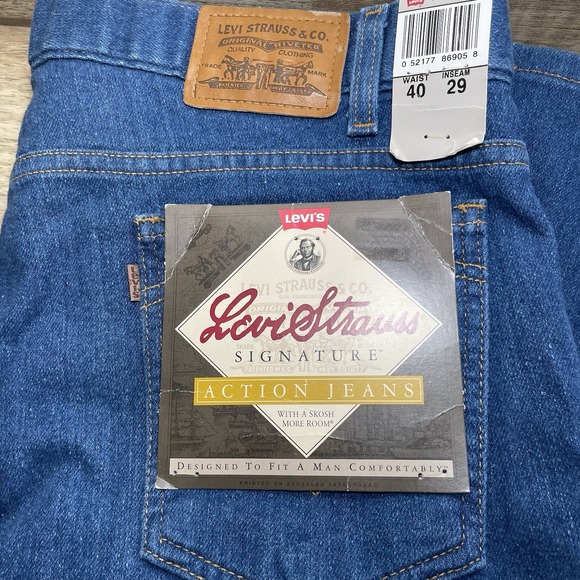 Vintage 90's Levis Action Jeans Blue Denim‎ Brown Tab Men 40x29 fits 37x29.5 New - Picture 3 of 6
